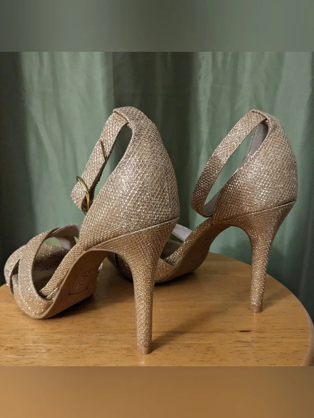 Champagne Sparkle Heels with Matching Clutch Bag